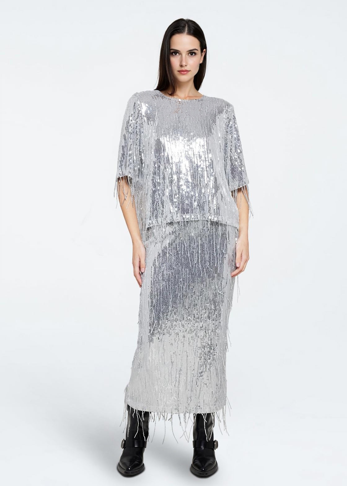 moves Lubinu skirt 4451 Midi Skirt 1020 Silver