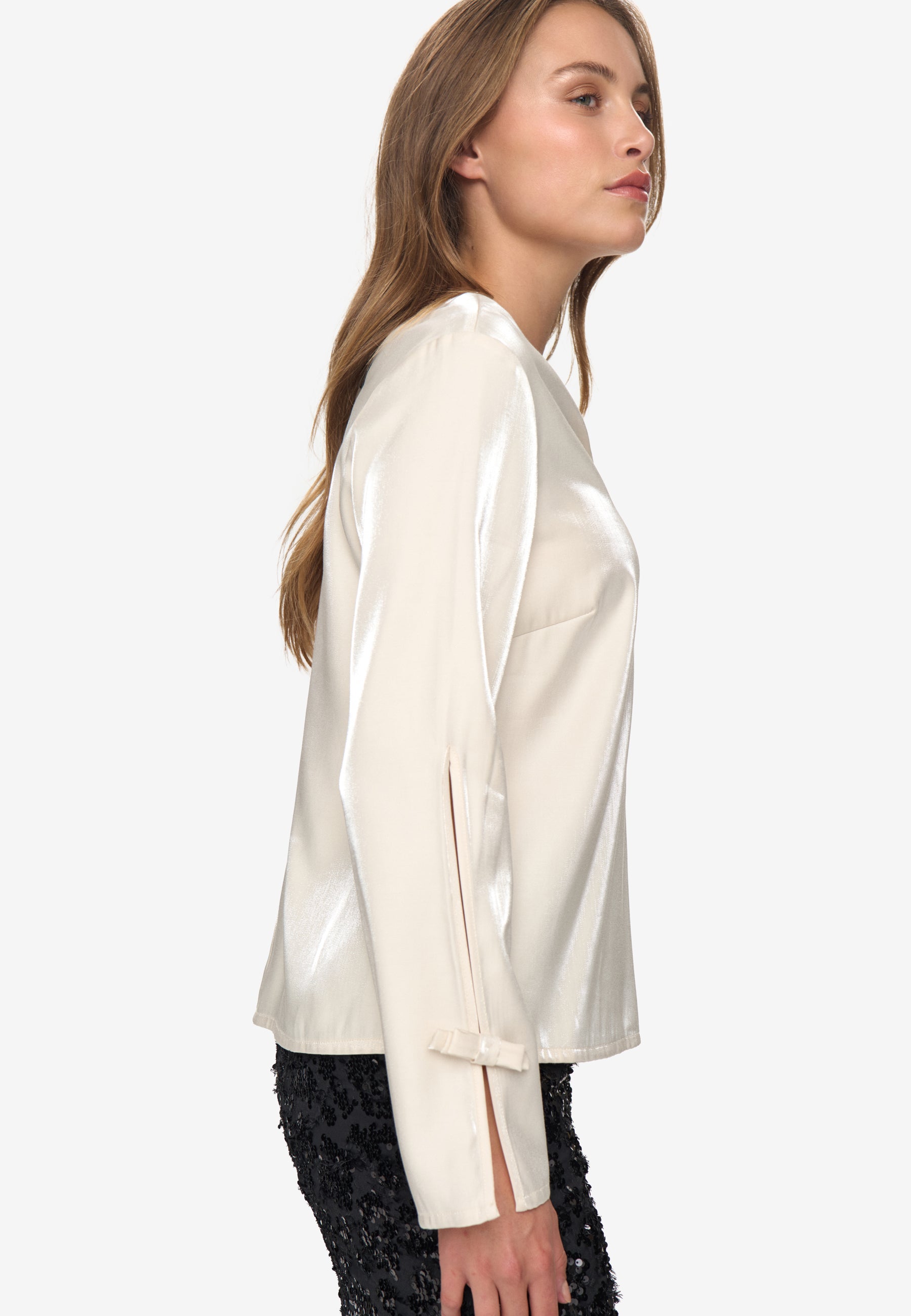 moves Mimora blouse 4521 Long Sleeved Blouse 0104 White Asparagus