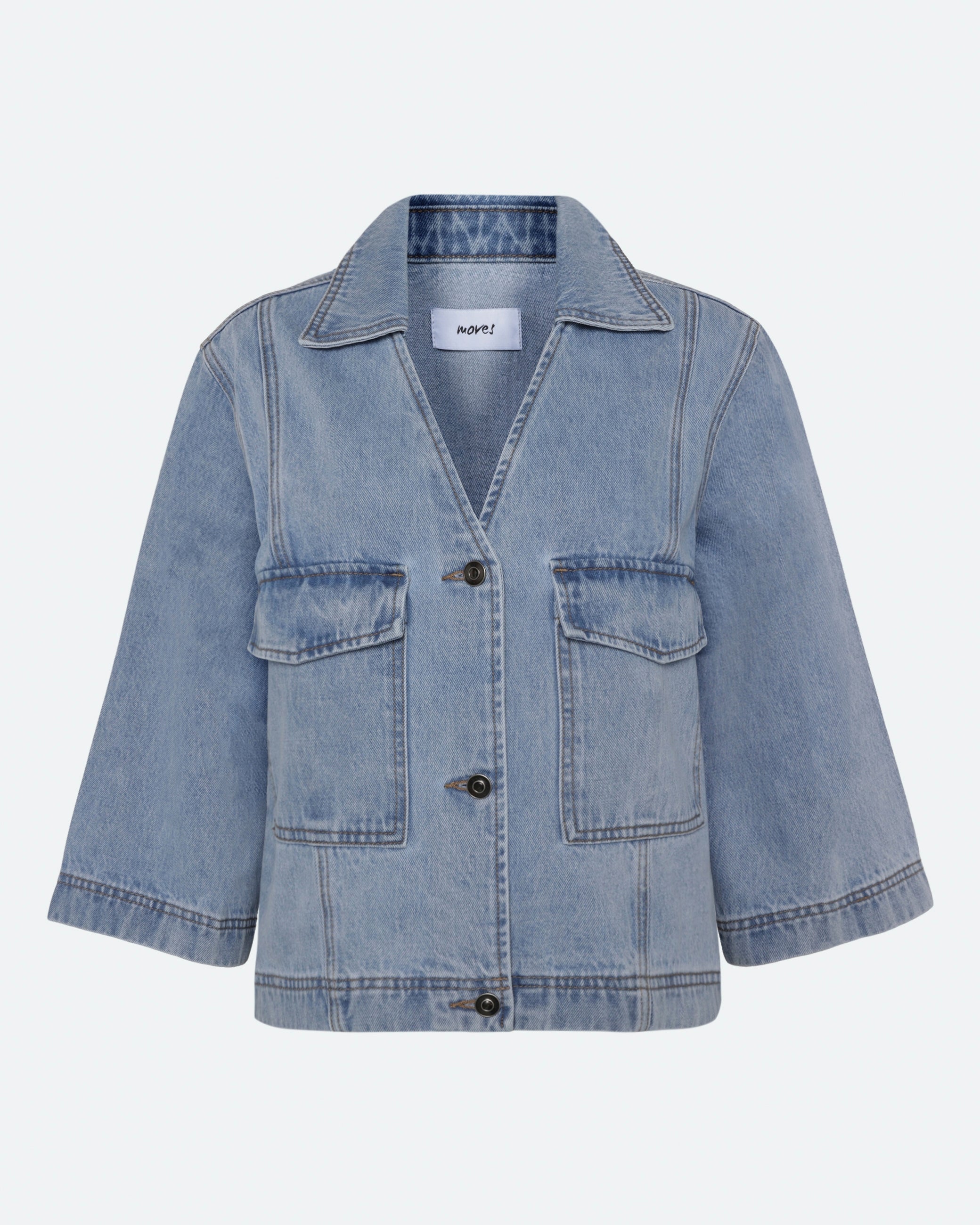 moves Amarie denim shirt 4283 Short Sleeved Shirt 1001 Light Blue