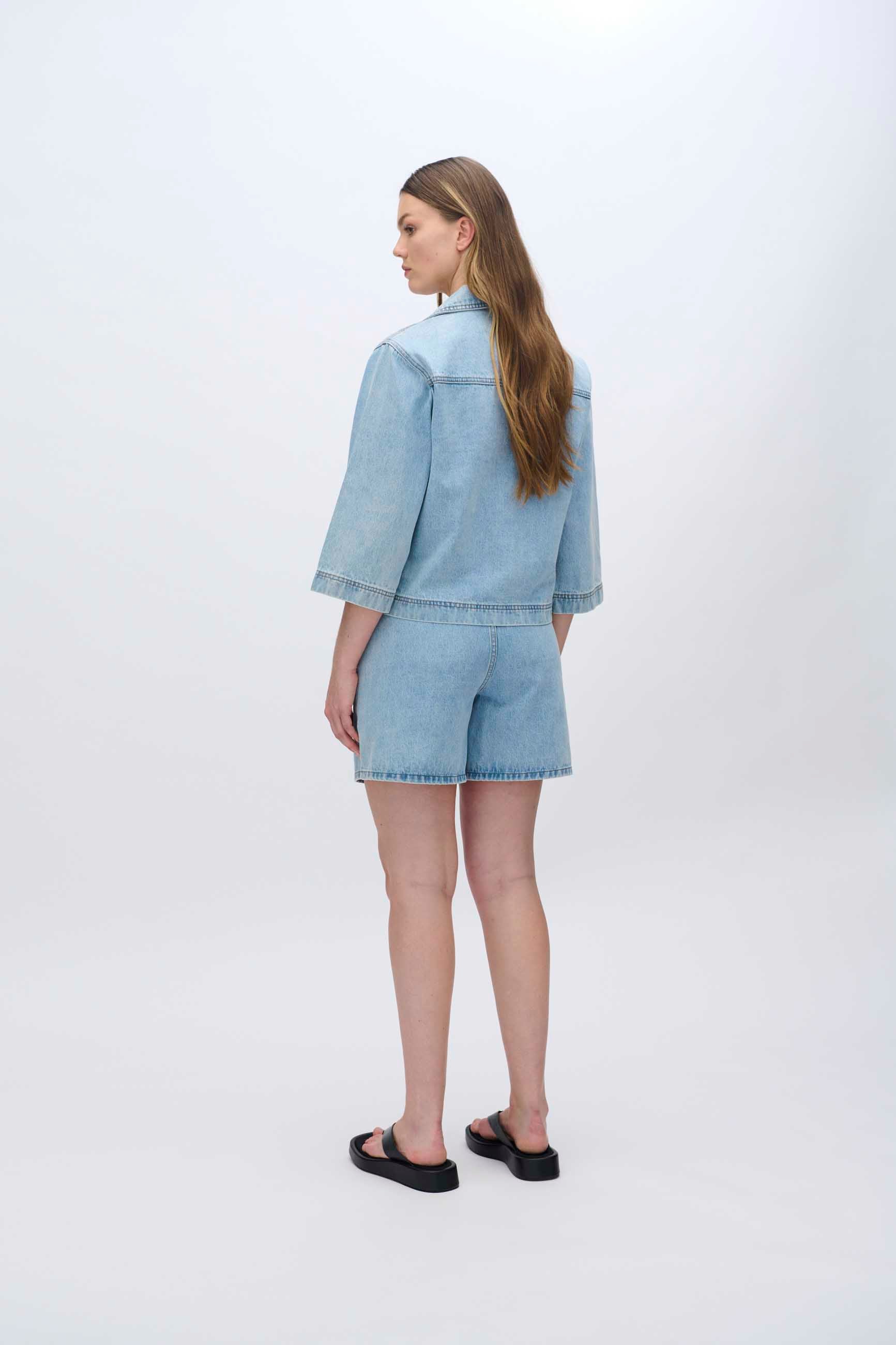 moves Amarie denim shirt 4283 Short Sleeved Shirt 1001 Light Blue