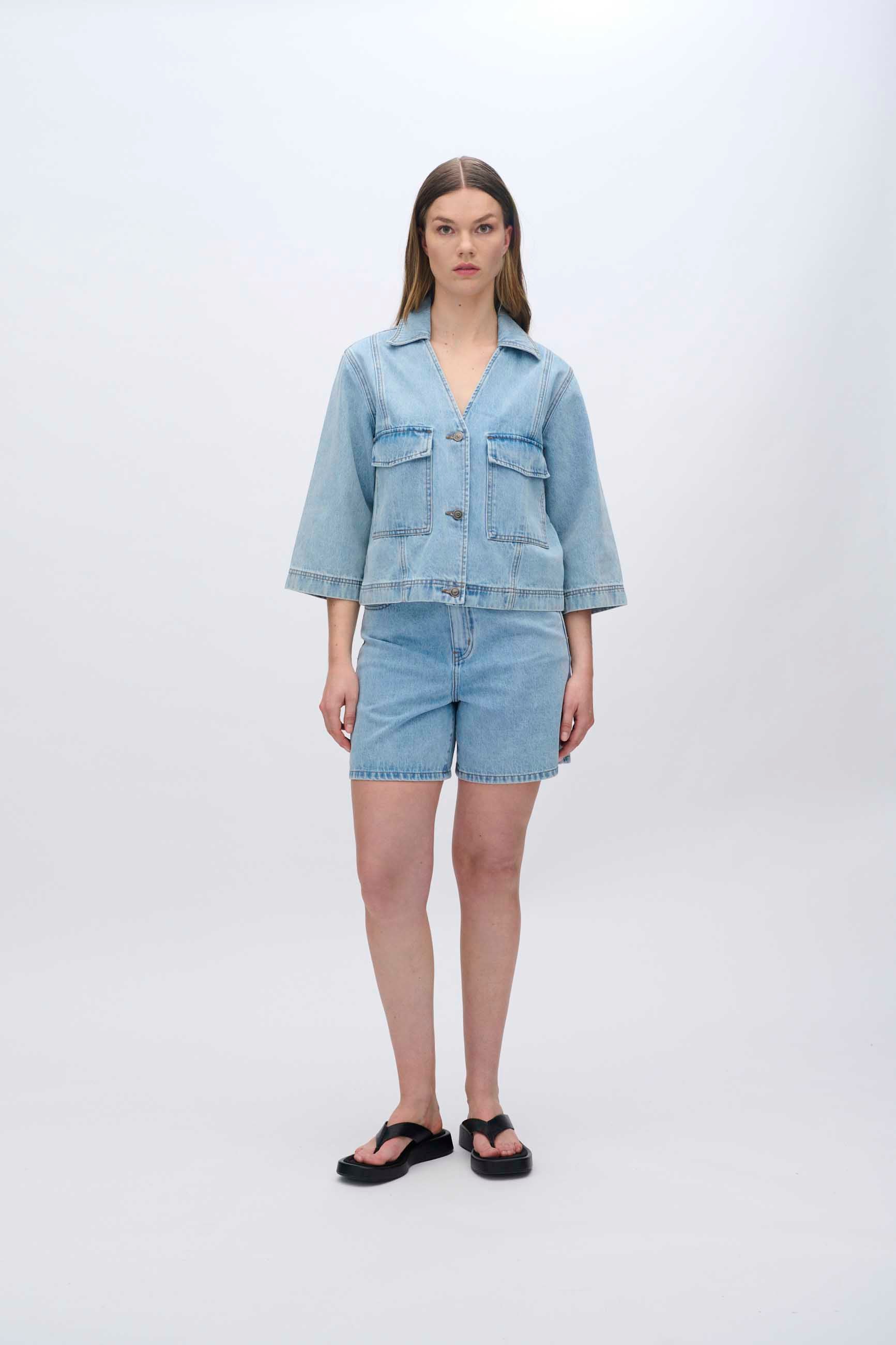 moves Amarie denim shirt 4283 Short Sleeved Shirt 1001 Light Blue