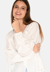 moves Lilyana long sleeved broderie blouse 4237 Long Sleeved Blouse 000 White