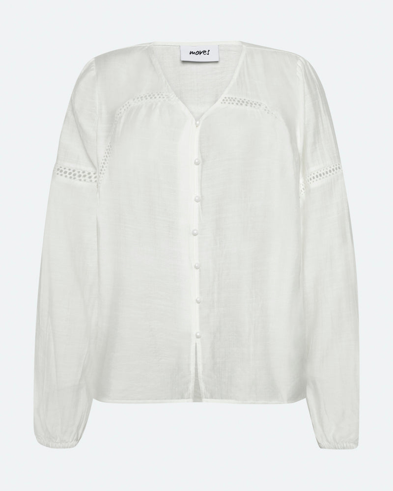 moves Lilyana long sleeved broderie blouse 4237 Long Sleeved Blouse 000 White